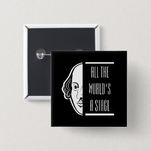 All The World's A Stage Shakespeare Quote Thespian 15 Cm Square Badge