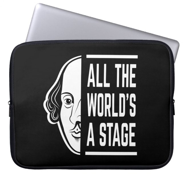 All The World's A Stage Thespian Shakespeare Quote Laptop Sleeve (Front)