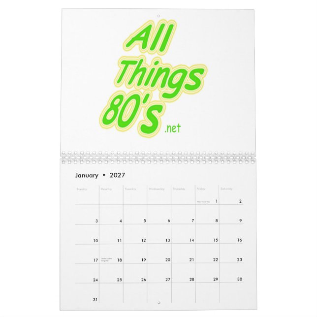 All Things 80's Calandar Calendar (Jan 2027)