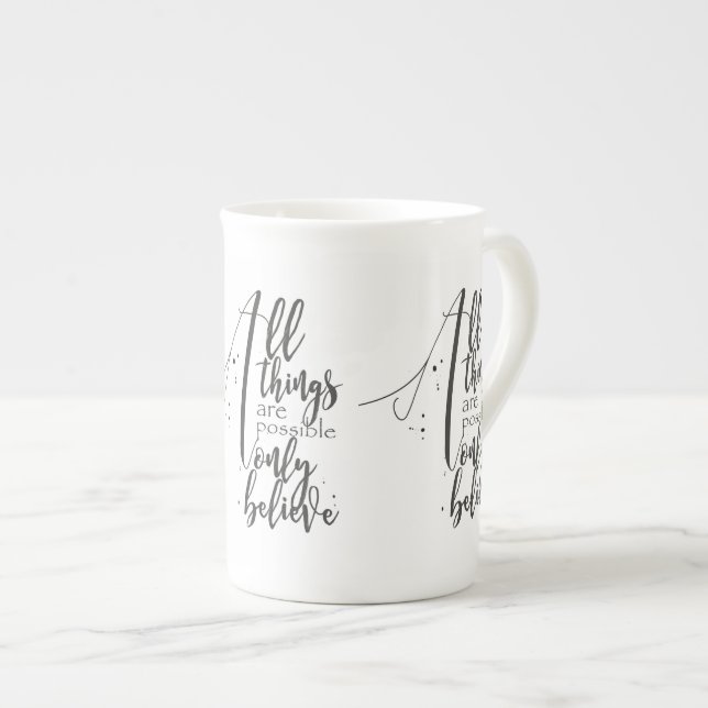 ALL THINGS ARE POSSIBLE BIBLE VERSE bone china Bone China Mug (Front Right)