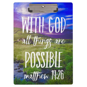 All Things are Possible Bible Verse Christian Clipboard