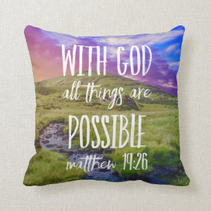 All Things are Possible Bible Verse Christian Cushion