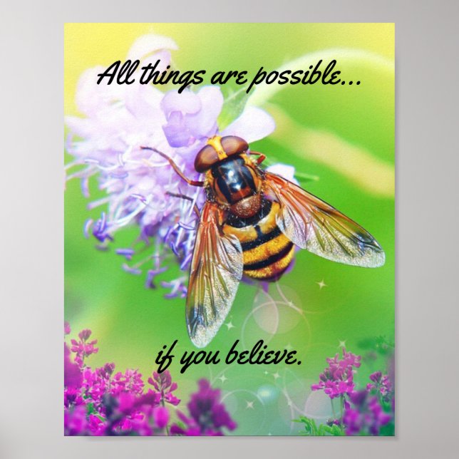 All things are possible Bumble Bee Quote Matte Poster (Front)
