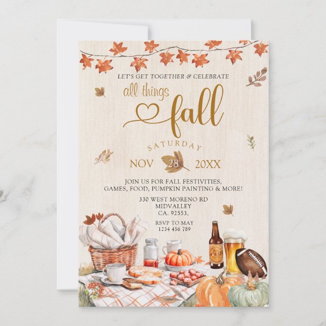 All Things Fall Harvest Party Festival Pumpkin Invitation (Front)