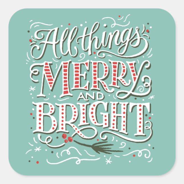 All Things Merry and Bright Christmas Sticker (Front)