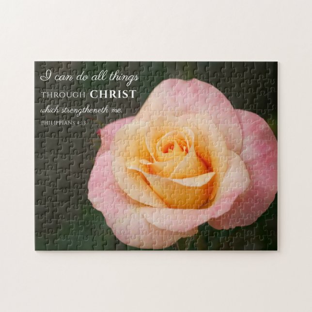 All Things Through Christ Philippians 4:13 Rose Jigsaw Puzzle (Horizontal)