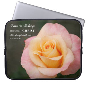 All Things Through Christ Philippians 4:13 Rose Laptop Sleeve