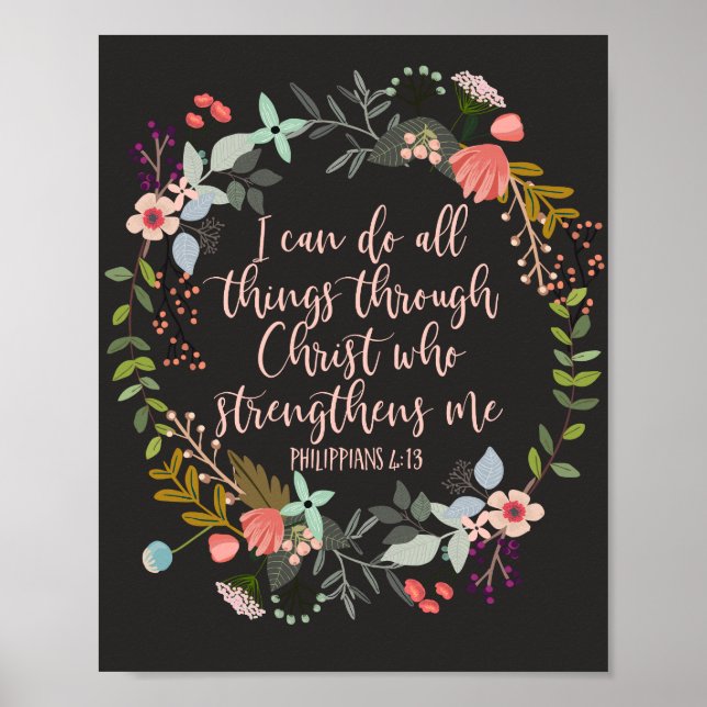 All things through Christ Philippians Bible Verse Poster (Front)