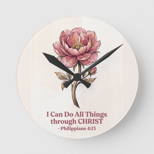 All Things Through Christ Round Clock (Front)