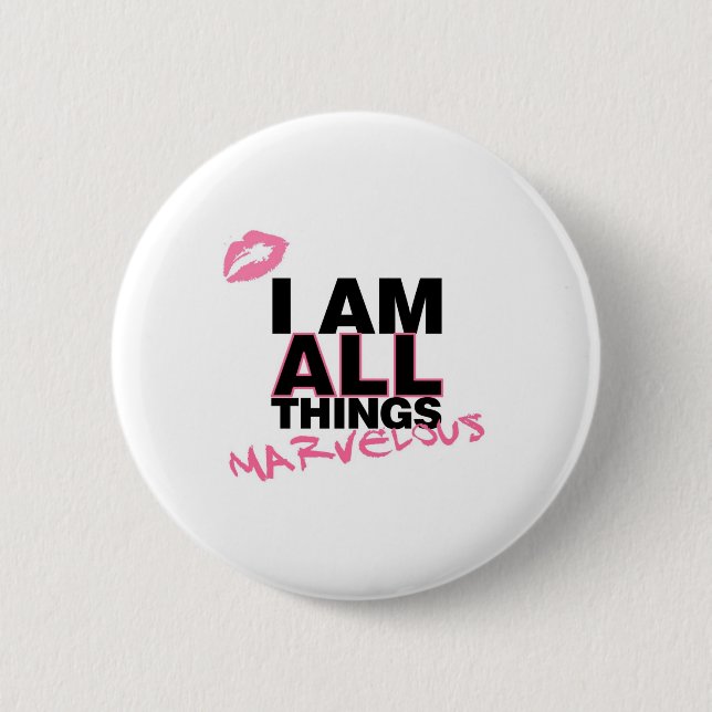 All Things White 6 Cm Round Badge (Front)