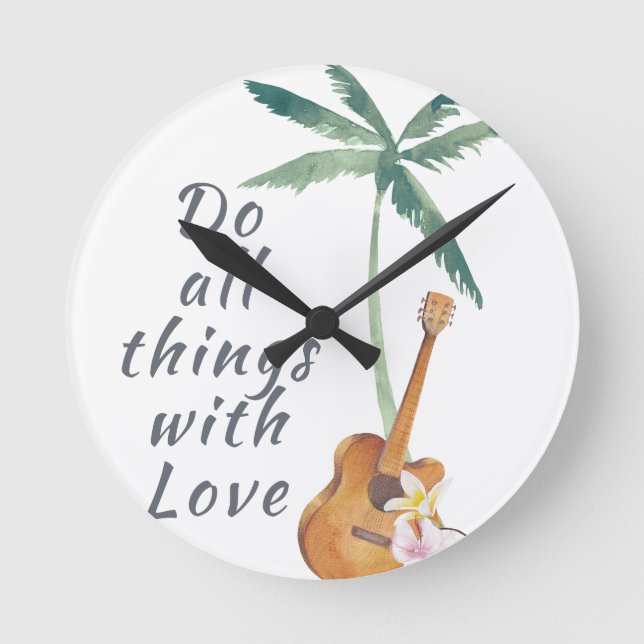 All Things With Love Tropical Round Clock (Front)