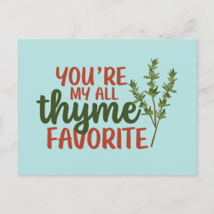 All Thyme Favourite Cute Pun Funny Valentine's Day Postcard