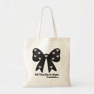 All Tied Up In Style Tote Bag – Elegant Black Bow 