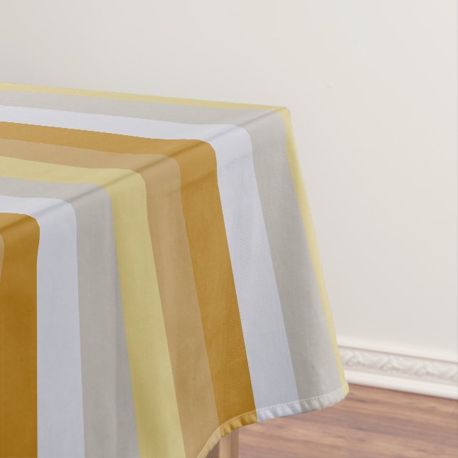 All Time Classic Silver and Gold Stripe Patterned Tablecloth (In Situ)
