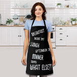 All time meals Breakfast lunch Dinner Black Apron<br><div class="desc">A cool and fun Apron for the kitchen.</div>