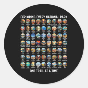All Us National Park Checklist Bucket List Of Nati Classic Round Sticker