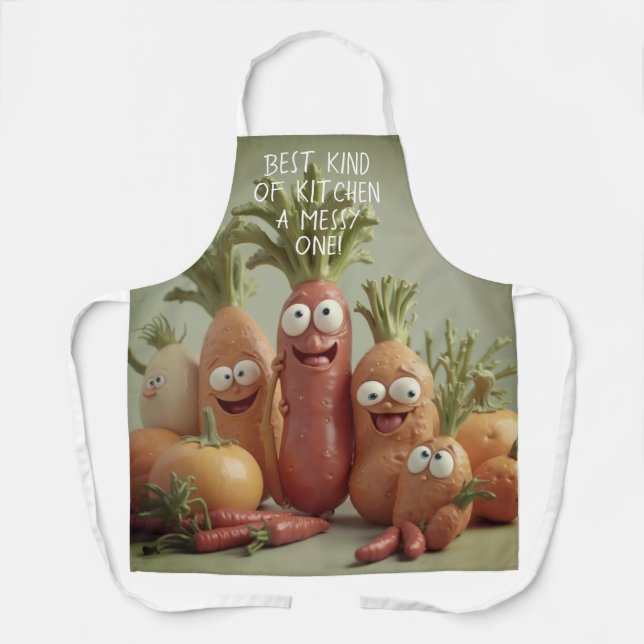 All Veggies agree a Messy Kitchen is Best Apron (Front)
