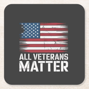 All Veteran Matter American 4th Of July Patriotic  Square Paper Coaster