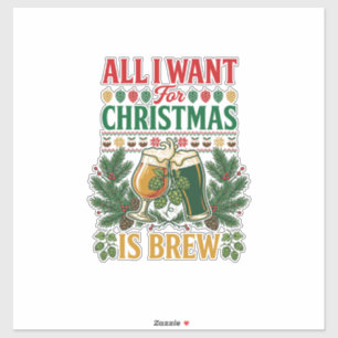 All Want Christmas Brew Beer Glasses Pine Hops
