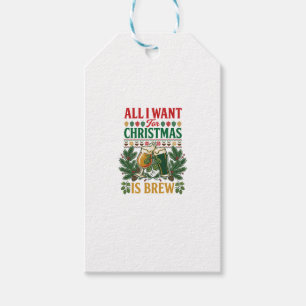 All Want Christmas Brew Beer Glasses Pine Hops Gift Tags