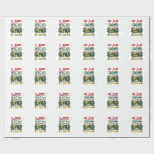 All Want Christmas Brew Beer Glasses Pine Hops Wrapping Paper