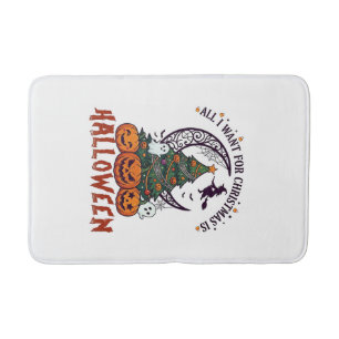 All Want Christmas Halloween Tree Pumpkins Ghosts_ Bath Mat