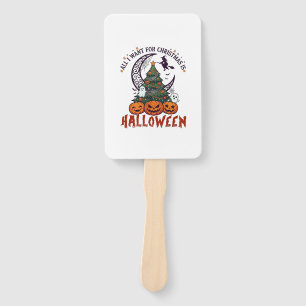 All Want Christmas Halloween Tree Pumpkins Ghosts_ Hand Fan