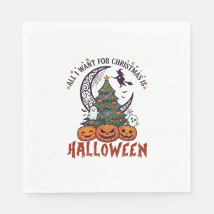 All Want Christmas Halloween Tree Pumpkins Ghosts_ Napkin
