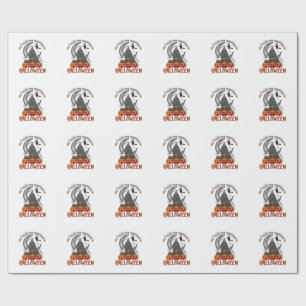 All Want Christmas Halloween Tree Pumpkins Ghosts_ Wrapping Paper