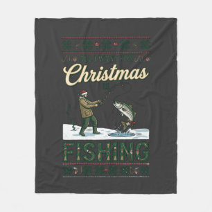 All Want Christmas Is Fishing Fisherman Fish Snowf Fleece Blanket