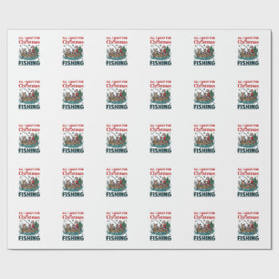 All Want Christmas Is Fishing Santa Reindeer Boat Wrapping Paper
