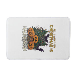 All Want Christmas Is Halloween Pumpkins Trees Bat Bath Mat