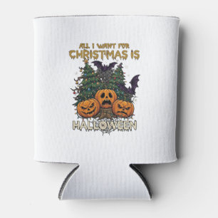 All Want Christmas Is Halloween Pumpkins Trees Bat Can Cooler