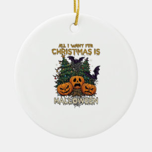 All Want Christmas Is Halloween Pumpkins Trees Bat Ceramic Tree Decoration