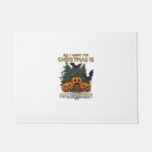 All Want Christmas Is Halloween Pumpkins Trees Bat Doormat