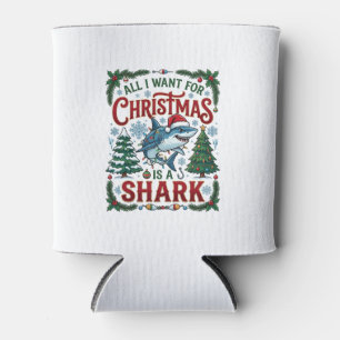 All Want Christmas Shark Pine Trees Can Cooler