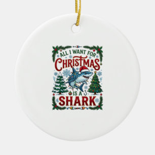 All Want Christmas Shark Pine Trees Ceramic Tree Decoration