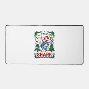 All Want Christmas Shark Pine Trees Desk Mat