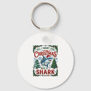 All Want Christmas Shark Pine Trees Key Ring