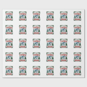 All Want Christmas Shark Pine Trees Wrapping Paper