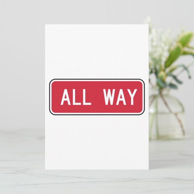 All Way Classic Red Traffic Street Sign  Invitation (Creator Uploaded)