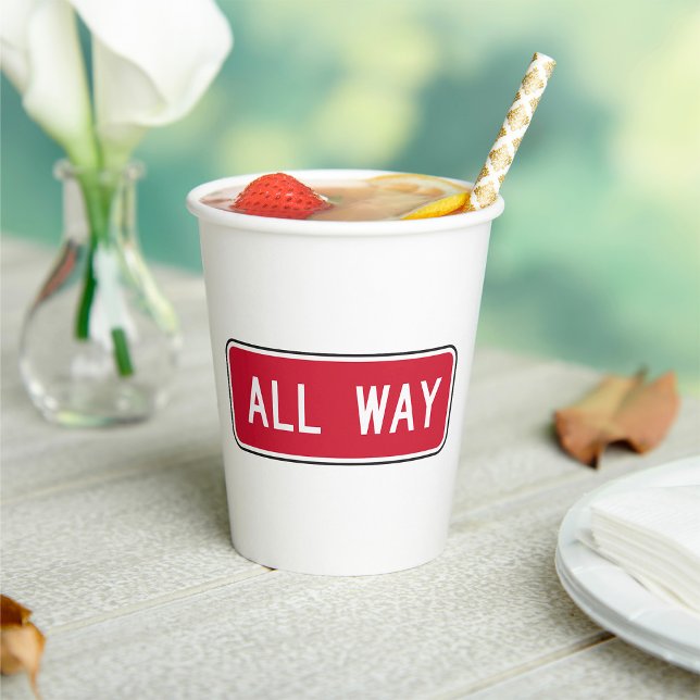 All Way Classic Red Traffic Street Sign  Paper Cups (Creator Uploaded)