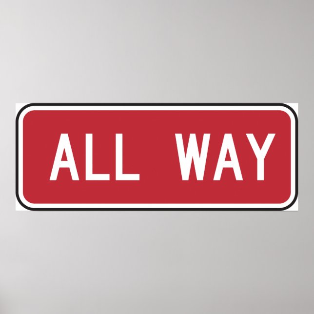 All Way Classic Red Traffic Street Sign Poster (Front)