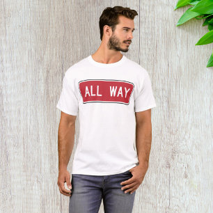 All Way Classic Red Traffic Street Sign  T-Shirt