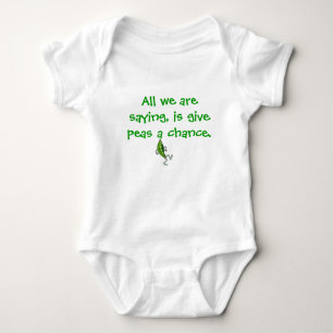 All we are saying, is give peas a chance. baby bodysuit