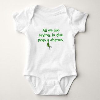 All we are saying, is give peas a chance. baby bodysuit