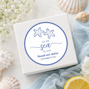 All we Sea is Love Chic Starfish Couple Wedding Classic Round Sticker
