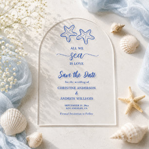 All We Sea is Love Sea Life Save the Date Acrylic Invitations