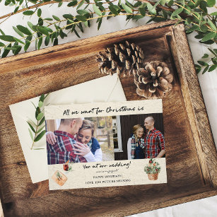 All We Want for Christmas Photo Engagement Card