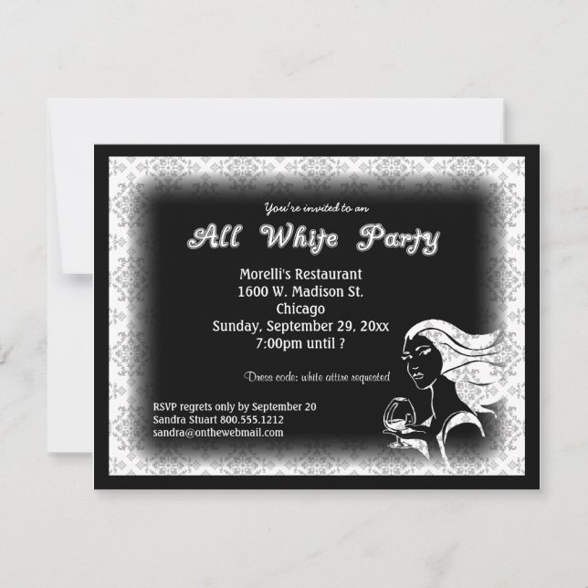 All White Attire Theme Party Invitation (Front)